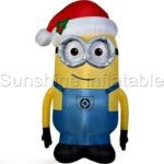 Giant Airblown Christmas Inflatable Minion One Eye Double Eyes With Santa Hat For Holiday Decoration - 5