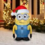 Giant Airblown Christmas Inflatable Minion One Eye Double Eyes With Santa Hat For Holiday Decoration - 6