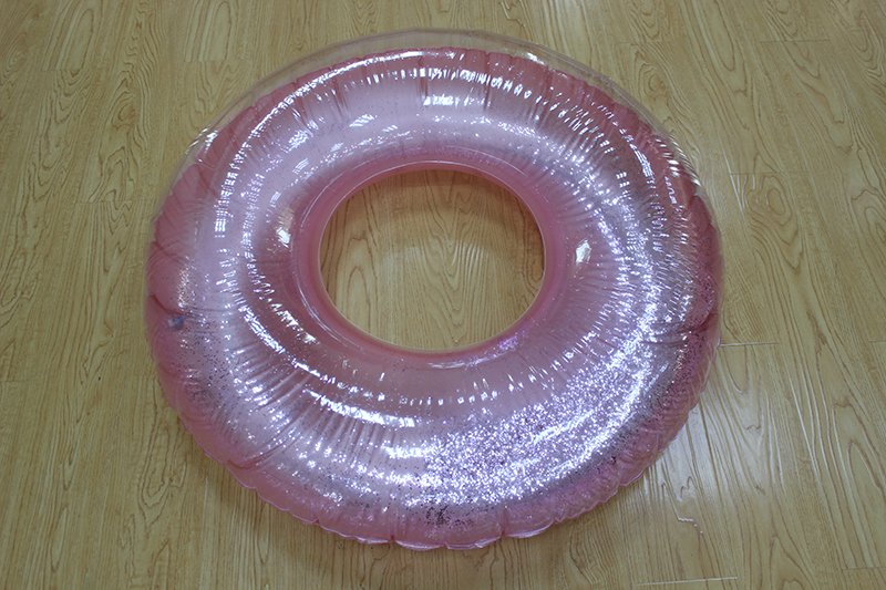 Luxury 110cm Inflatable Pool Float Giant Gold Pink Glittery Swimming Ring Adult Raft Tube With Colorful Sparkles - 3