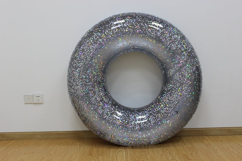 Luxury 110cm Inflatable Pool Float Giant Gold Pink Glittery Swimming Ring Adult Raft Tube With Colorful Sparkles - 5