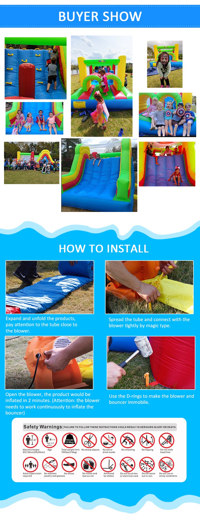 Kids Giant Inflatable Bouncy Castle 64x28x25m Jumping Bouncer Slide Indooroutdoor Play Safe Durable Fun Playhouse - 3 Kids Giant Inflatable Bouncy Castle 64x28x25m Jumping Bouncer Slide Indooroutdoor Play Safe Durable Fun Playhouse - 3