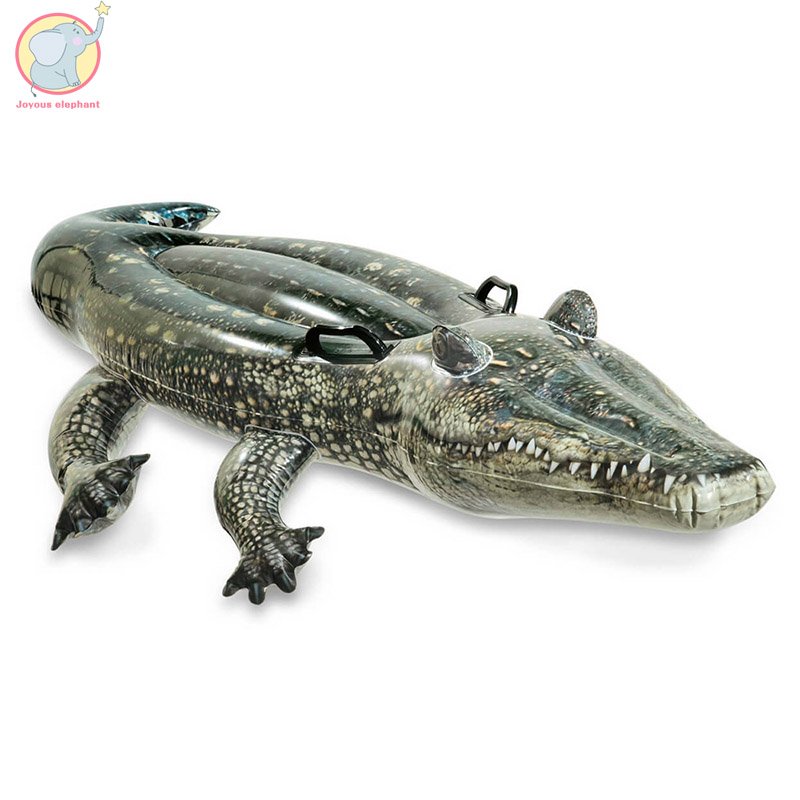 Large Inflatable Crocodile Pool Float Swimming Circle Air Mattress Water Toy For Kids Adults Beach Party Essentials - 1