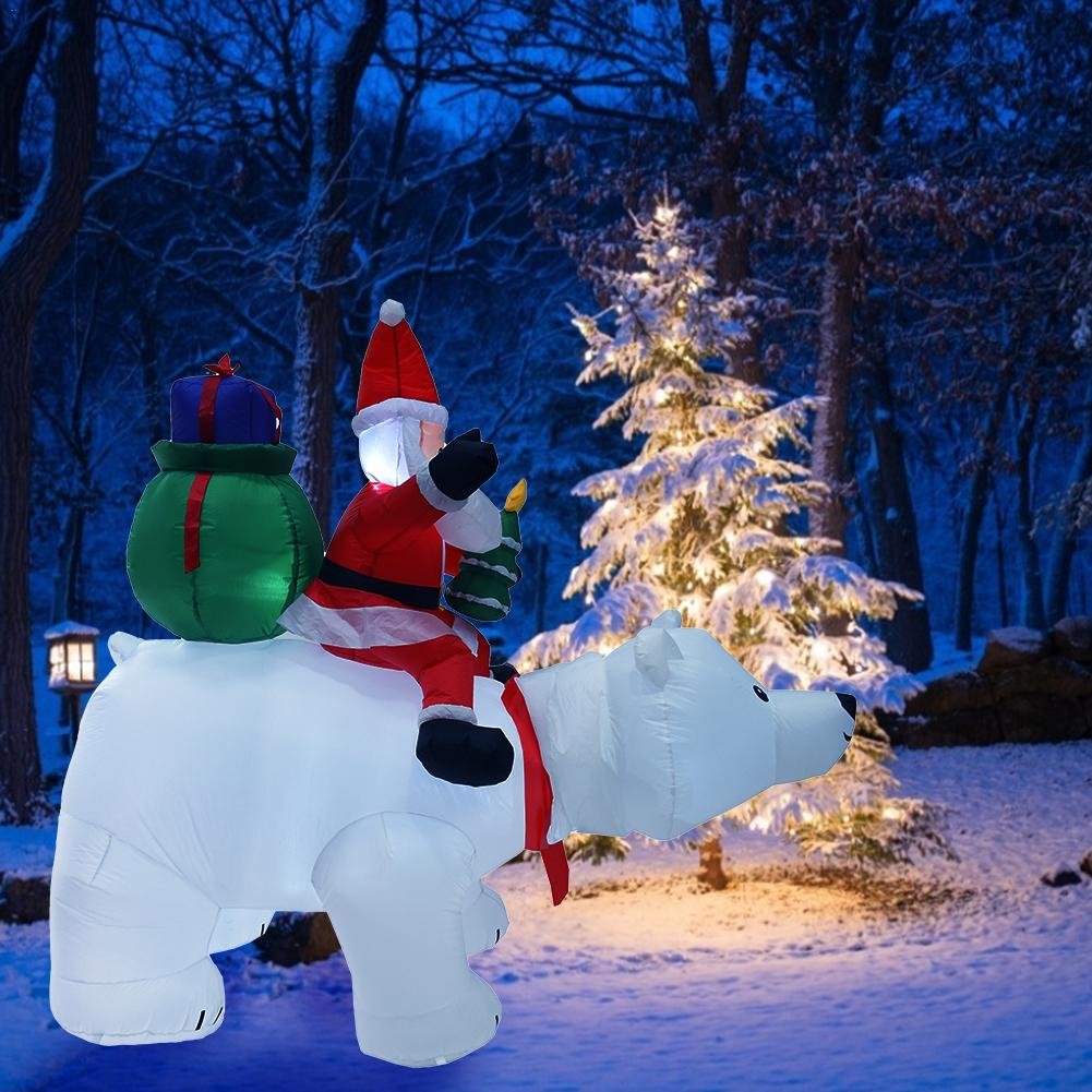 Giant 2m Inflatable Santa Claus On Polar Bear Christmas Decor For Indooroutdoor Garden - 2 Giant 2m Inflatable Santa Claus On Polar Bear Christmas Decor For Indooroutdoor Garden - 2