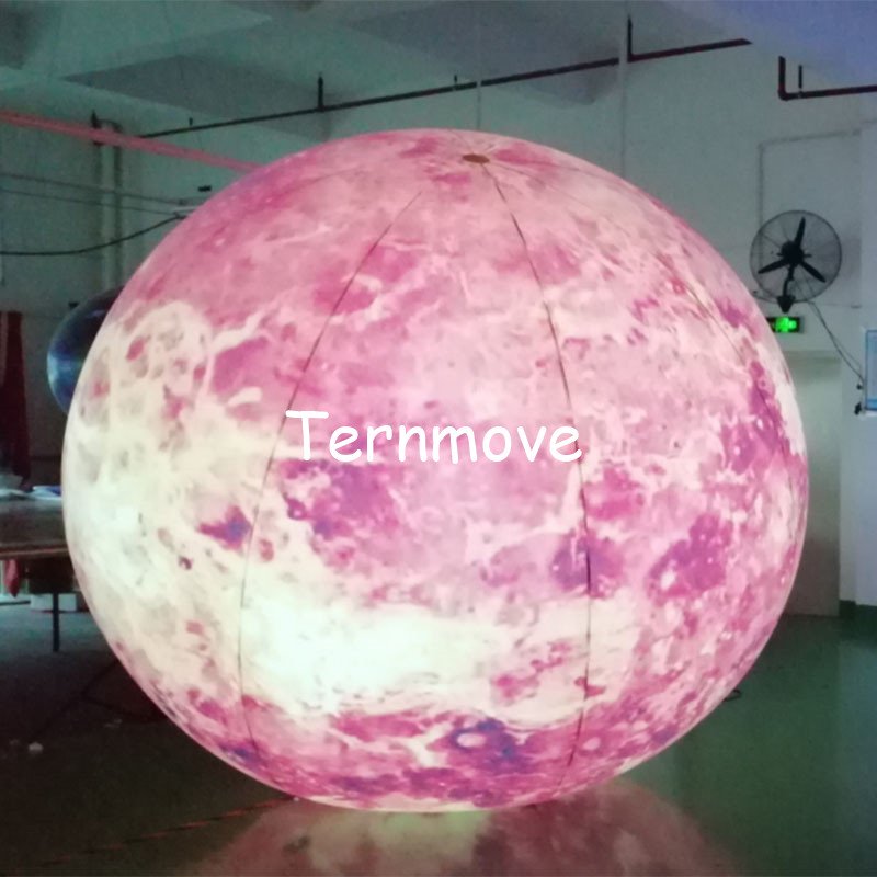 Giant Led Illuminated Inflatable Moon Earth Sun Sphere Balloon With Full Printing And Helium Flying Capabilities - 13
