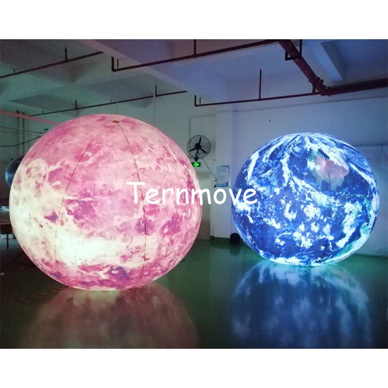 Giant Led Illuminated Inflatable Moon Earth Sun Sphere Balloon With Full Printing And Helium Flying Capabilities - 15