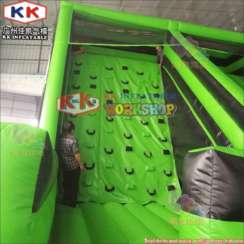 Deluxe Green Inflatable Climbing Wall With Bouncer Fun Outdoor Activity For Kids And Adults - 2
