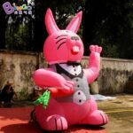 High Cost Performance 3m Inflatable Pink Rabbit Model Individualized Easter Bunny With Carrot Decoration Toy - 3
