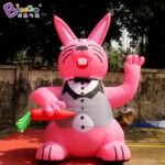 High Cost Performance 3m Inflatable Pink Rabbit Model Individualized Easter Bunny With Carrot Decoration Toy - 4