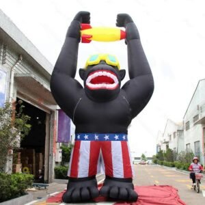 Highly Recommended 7 6mh Inflatable Giant Gorilla Holding Airship Model Characteristic Orangutan Cartoon