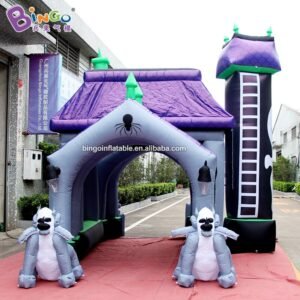 Halloween Decoration 4x5x4 2mh Inflatable Haunted House Tunnel For Outdoor Event Standing Balloon Toys - 2
