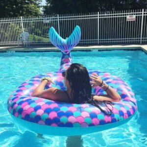Hawaii Inflatable Mermaid Swimming Ring Large 180cm Lifebuoy Summer Fun Pool Beach Party Decoration Kid Adult Float Toy - 2