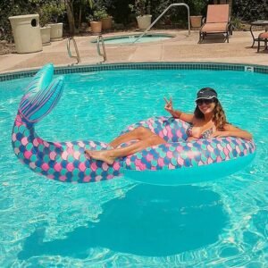 Hawaii Inflatable Mermaid Swimming Ring Large 180cm Lifebuoy Summer Fun Pool Beach Party Decoration Kid Adult Float Toy