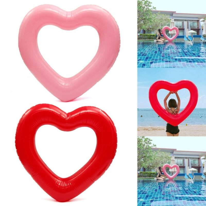 Heart-shaped Inflatable Pool Float Mattress Swimming Ring Swim Lifebuoy Water Toys For Kids Adults Beach Party