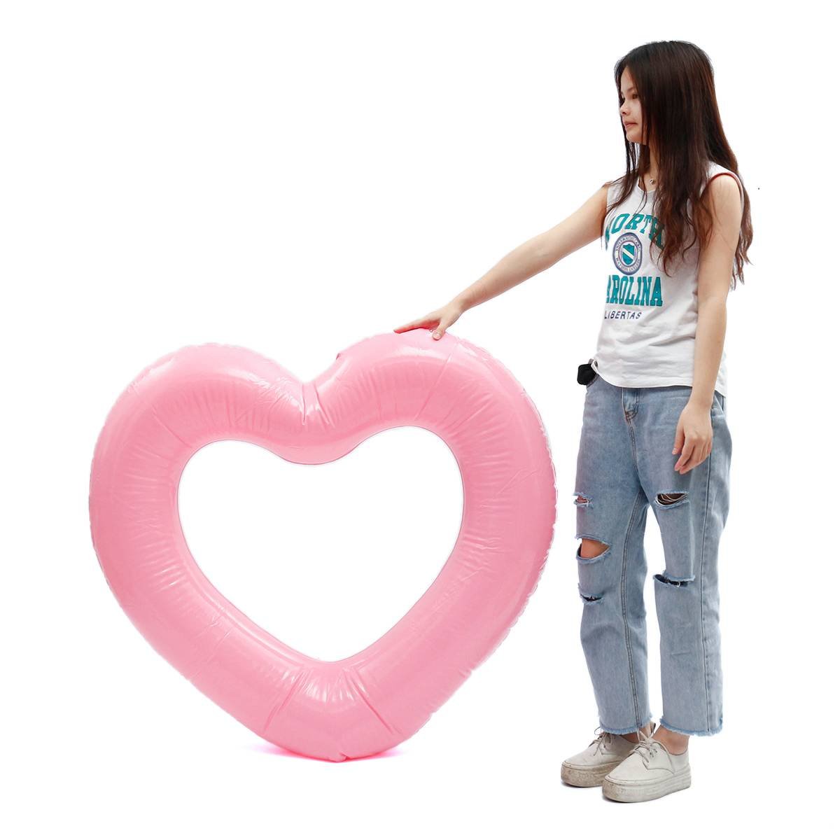 Inflatable Heartshaped Swim Ring Kids Adults Pool Float Mattress Beach Party Water Toys Lifebuoy For Swimming Fun - 2