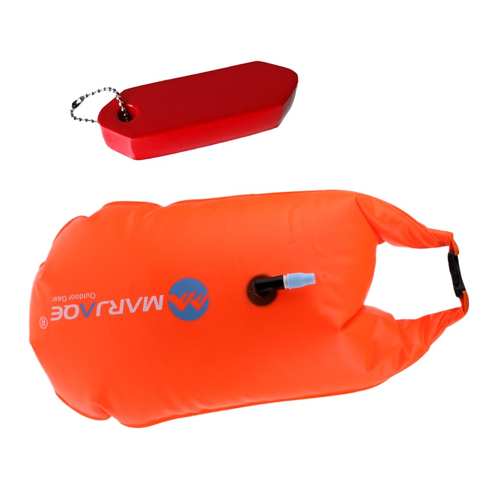 High Visibility Inflatable Tow Float Dry Bag For Open Water Swimming Safety - 4