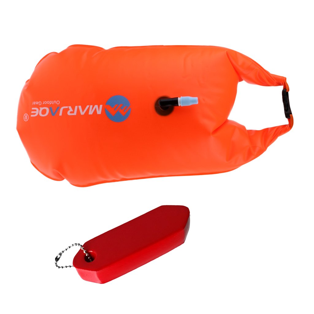 High Visibility Inflatable Tow Float Dry Bag For Open Water Swimming Safety - 6