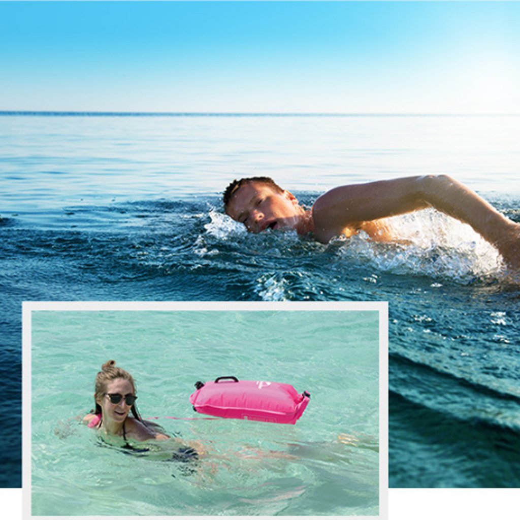 High Visibility Inflatable Swim Buoy Waterproof Dry Bag Safety Tow Float Open Water Swimming Belt Available In 2 Colors - 9