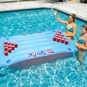 Hot Selling 24 Cup Holder Pvc Inflatable Beer Pong Table Pool Float Summer Water Party Fun Air Mattress Lounge Ice Bucket Cooler - 2