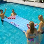 Hot Selling 24 Cup Holder Pvc Inflatable Beer Pong Table Pool Float Summer Water Party Fun Air Mattress Lounge Ice Bucket Cooler - 4