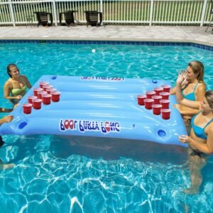 Hot Selling 24 Cup Holder Pvc Inflatable Beer Pong Table Pool Float Summer Water Party Fun Air Mattress Lounge Ice Bucket Cooler