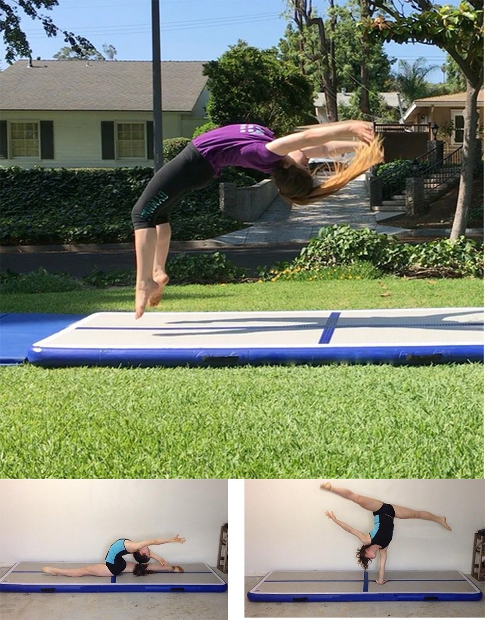 7m8m10m X2mx02m Inflatable Gymnastics Airtrack Home Training Tumbling Air Track Floor Trampoline For Beach Use - 11