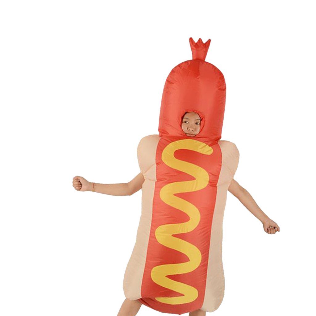 Inflatable Hot Dog Adult Costume For Halloween Fancy Dress Parties And Novelty Events - 1 Inflatable Hot Dog Adult Costume For Halloween Fancy Dress Parties And Novelty Events - 1