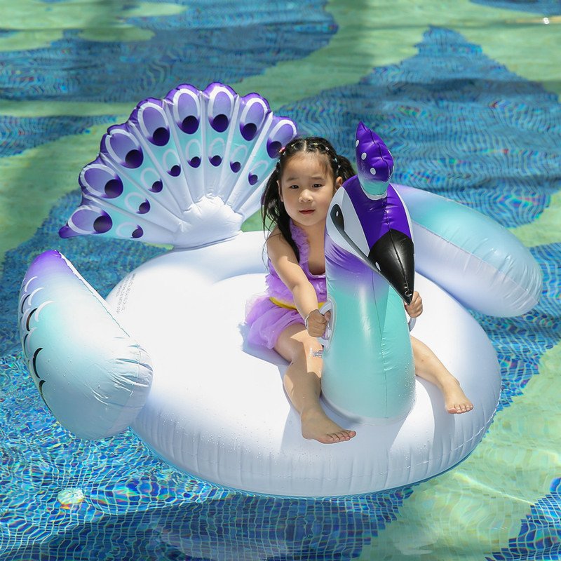 Peacock Inflatable Pool Float Ring 150x130x130cm Perfect For Swim Laps And Water Parties - 3