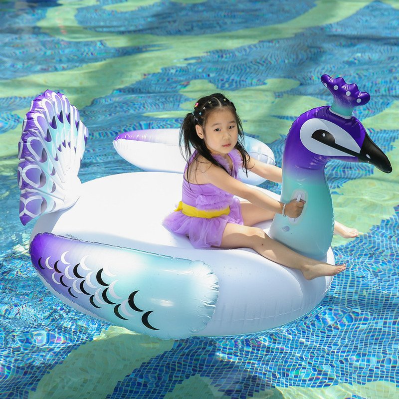 Peacock Inflatable Pool Float Ring 150x130x130cm Perfect For Swim Laps And Water Parties - 4
