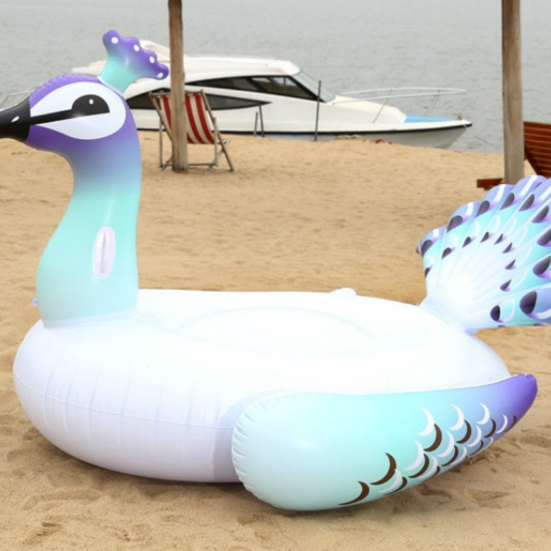 Peacock Inflatable Pool Float Ring 150x130x130cm Perfect For Swim Laps And Water Parties - 5