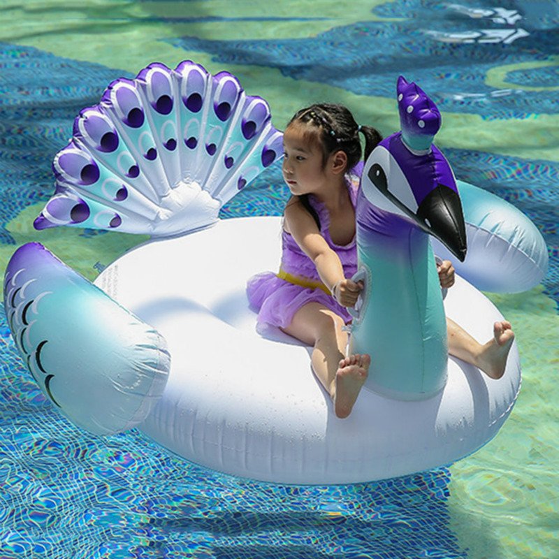 Peacock Inflatable Pool Float Ring 150x130x130cm Perfect For Swim Laps And Water Parties - 2