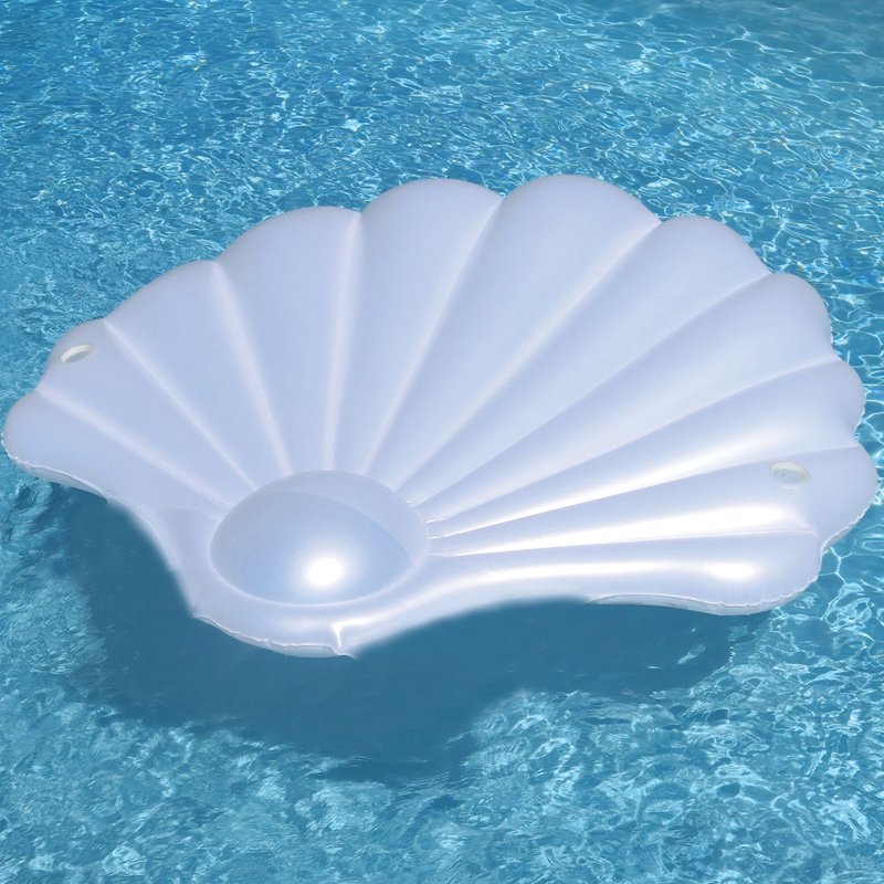 White Inflatable Shell Pool Float Aqua Lounger Swim Ring With Durable Handles Floating Raft - 7 White Inflatable Shell Pool Float Aqua Lounger Swim Ring With Durable Handles Floating Raft - 7