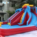 Giant Pvc Commercial Summer Game Inflatable Bouncing Water Slide Pool With Blowers - 3