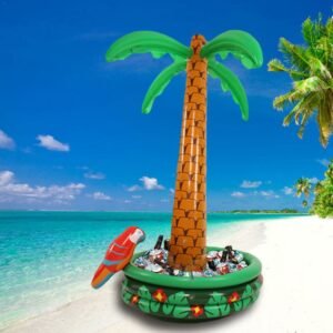 Inflatable Beer Drinks Ice Bucket Pool Air Palm Tree Shape Bar Tray Beach Party Activities Decoration Drink Holder 4
