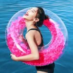 Inflatable Colorful Swimming Ring Safe Pool Float Summer Outdoor Activitives Beach Party Eco-friendly Cute Kids Circle