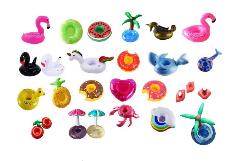 Inflatable Drink Glass Holder Pool Floats Cup Holders Floating Coasters Swan Donut Duck Football Flamingo Heart Cloud Mushroom