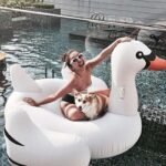 Inflatable Flamingo Swimming Pool Float Summer Island Giant On White Swan Lifebuoy Lounge Toy Raft - 4