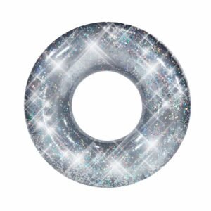 Inflatable Holographic Glitter Swimming Ring In Gold Sequins Swim Circle Raft For Beach Fun Water Party Toy Ins Hot Boia Piscina - 2