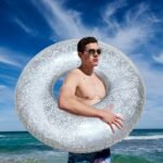 Inflatable Holographic Glitter Swimming Ring In Gold Sequins Swim Circle Raft For Beach Fun Water Party Toy Ins Hot Boia Piscina - 5