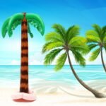 Inflatable Palm-tree 90 X 27 5cm Blow Up Hawaiian Summer Beach Pool Party Toy Fun Decoration Novelty