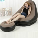 Inflatable Sofa With Foot Rest Cushion Stool Garden Lounger Home Leisure Living Room Pvc Air Lounge Chairs Furniture - 2