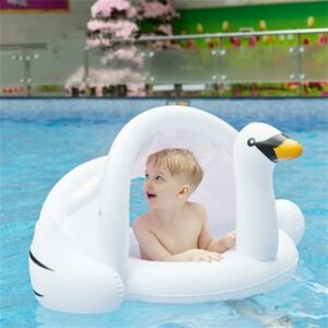 Inflatable Swimming Pool Float Summer Lake Lounge Kids Giant Rideable White Swan Design Toys Raft - 2