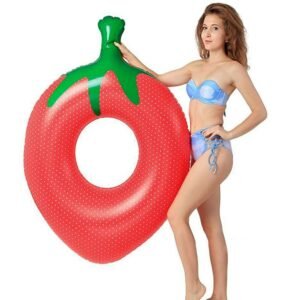 Inflatable Swimming Ring Adults Strawberry Circle Toys Party Water Mattress Beach Bed Pool Floating Island Boia Piscina - 2