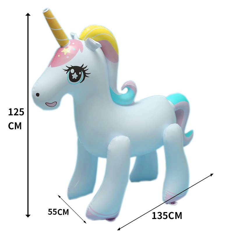Large 125x135m Inflatable Unicorn Water Sprinkler Pool Float Swim Ring Pegasus Toy For Children Adults - 2