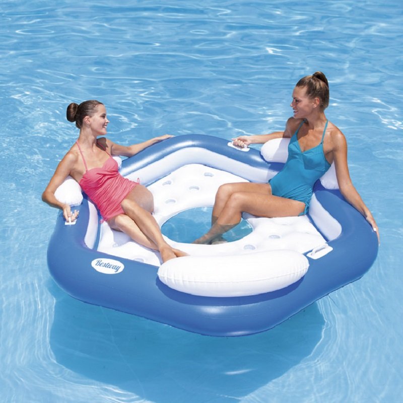 Inflatable Floating Island Air Mattress Water Swim Lounger Sea Pool Float Chairs - 4