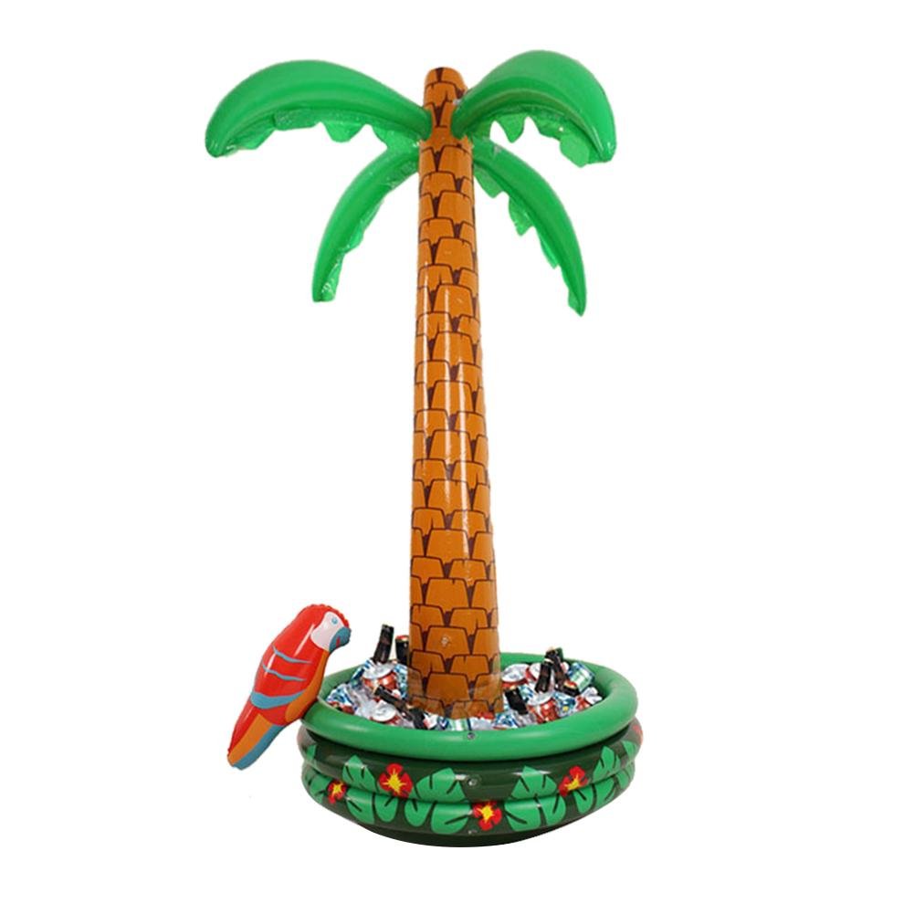 Palm Tree Shaped Inflatable Drinks Holder Ice Bucket Pool Bar Tray For Beach Party Activities 4 Pack - 11