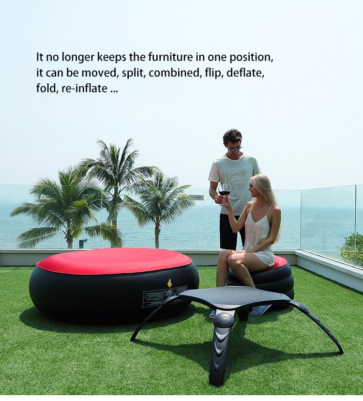 Outdoor Inflatable Camping Table With Air Sofa Folding Round Childrens Multiplayer Furniture Includes Pump Tools - 3