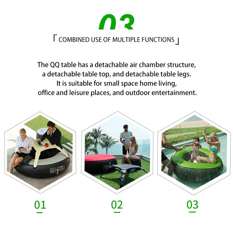 Outdoor Inflatable Camping Table With Air Sofa Folding Round Childrens Multiplayer Furniture Includes Pump Tools - 7