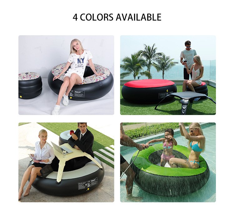 Outdoor Inflatable Camping Table With Air Sofa Folding Round Childrens Multiplayer Furniture Includes Pump Tools - 11