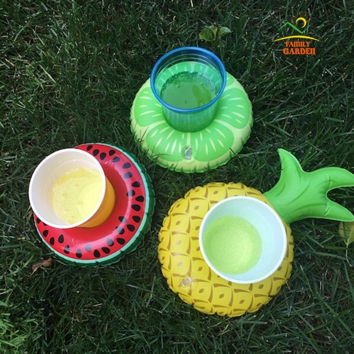 Inflatable Pool Float Drink Holders Swan Donut Duck Football Flamingo Heart Cloud Mushroom Designs - 4