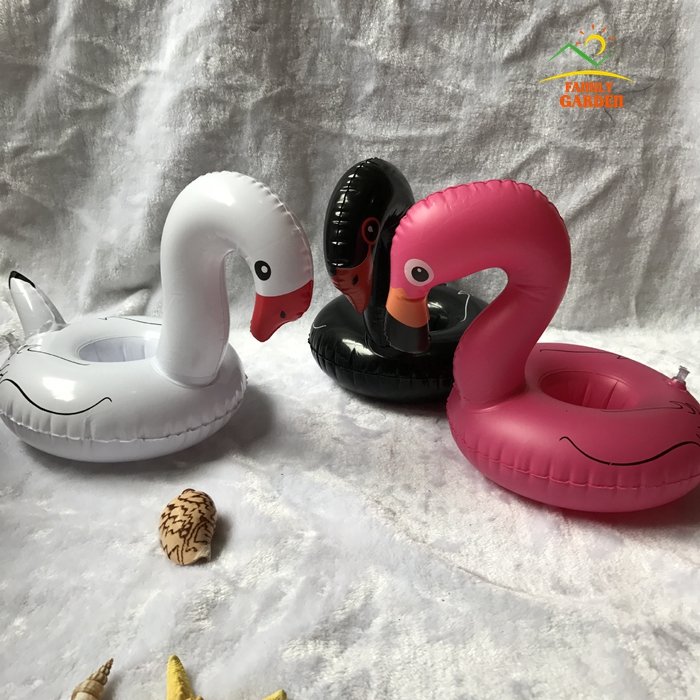 Inflatable Pool Float Drink Holders Swan Donut Duck Football Flamingo Heart Cloud Mushroom Designs - 6